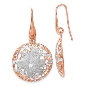 Leslie's Sterling Silver Rose-tone 18k Flash Plated Floral Earrings